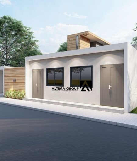 Villa à Zopa Calavi avec appartements en location au rez-de-chaussée et résidence principale à l’étage. Projet pensé pour une construction par étapes.