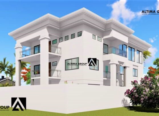 Villa R+2 à Calavi, une maison-projet de vie avec piscine et balcons, au design simple et dynamique.