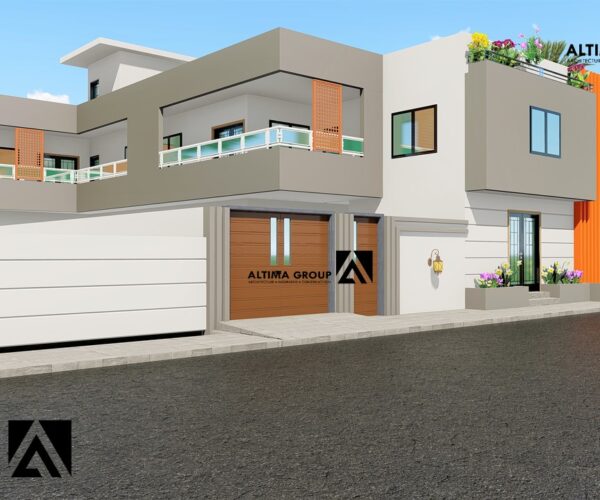 Projet locatif R+1 à Adja-Ouèrè, avec une architecture soignée et une exécution signée ALTIMA GROUPE.