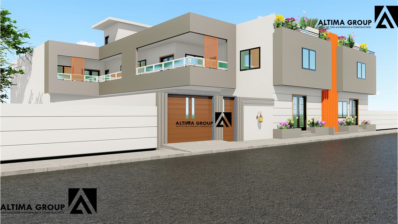 Projet locatif R+1 à Adja-Ouèrè, avec une architecture soignée et une exécution signée ALTIMA GROUPE.
