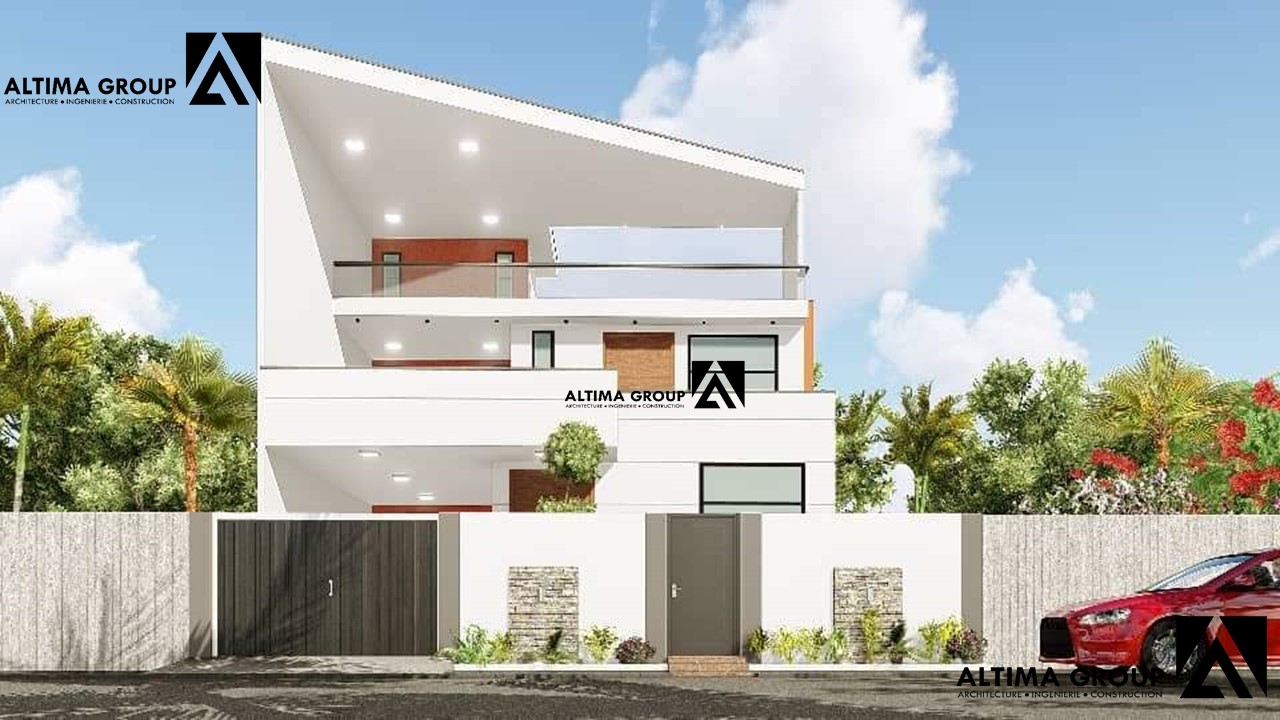 Villa R+2 conçue sur une parcelle de 11x24 m à Calavi, fidèle à la vision du maître d’ouvrage.